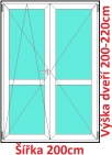 Dvoukřídlé balkonové dveře s příčkou OS+O SOFT 200x200-220cm
